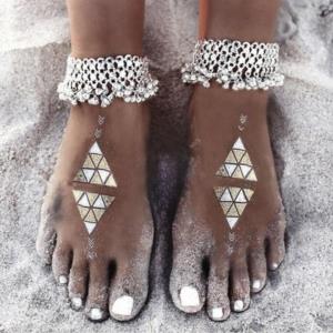 Gold Pearl Ring Leaf Anklet