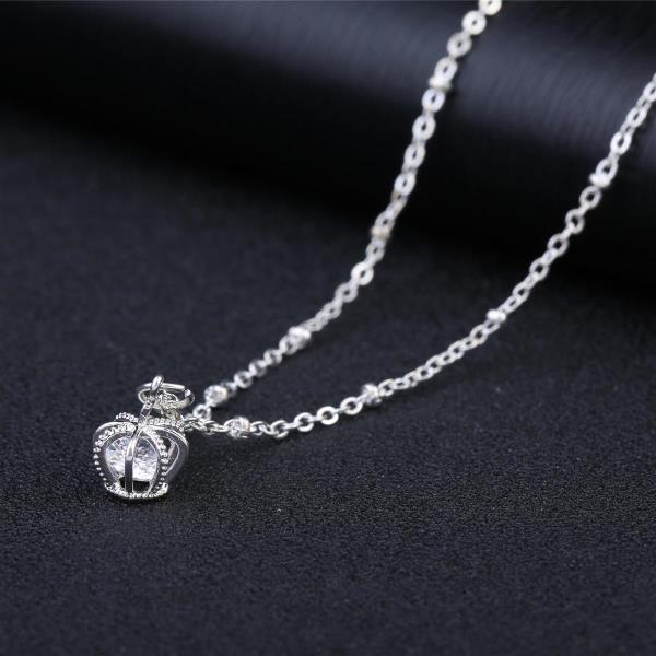 Crystal Hollow Crown Pendant Necklace