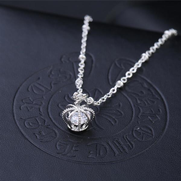 Crystal Hollow Crown Pendant Necklace