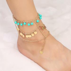 Retro Shiny Metal Leaf Tassel Anklet