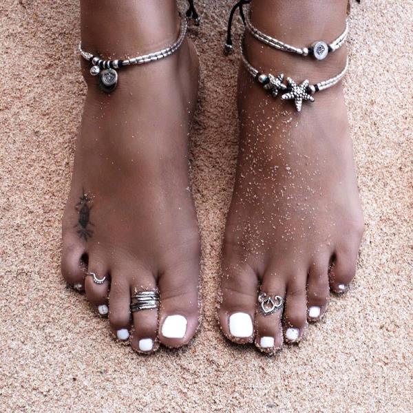 Silver Sea Starfish Multi Layer Anklet