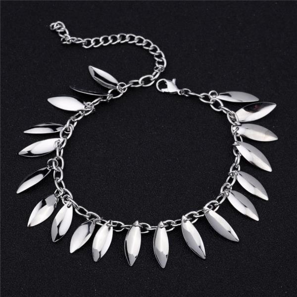 Retro Shiny Metal Leaf Tassel Anklet