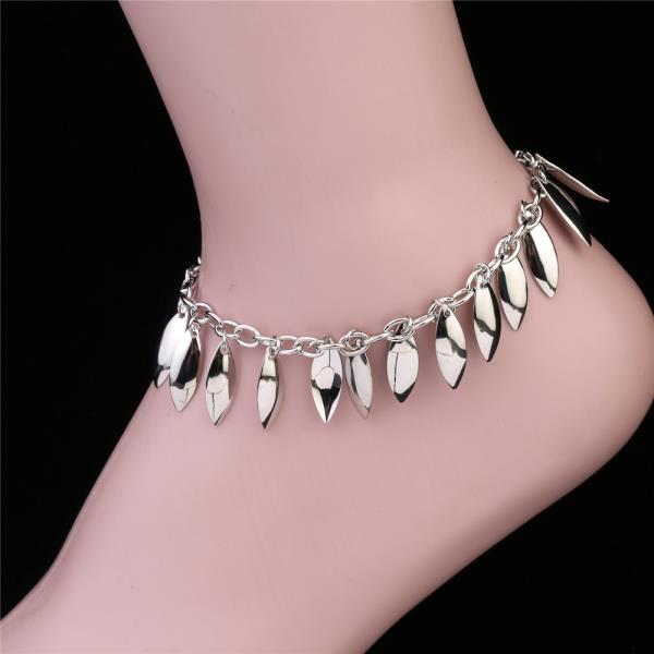 Retro Shiny Metal Leaf Tassel Anklet