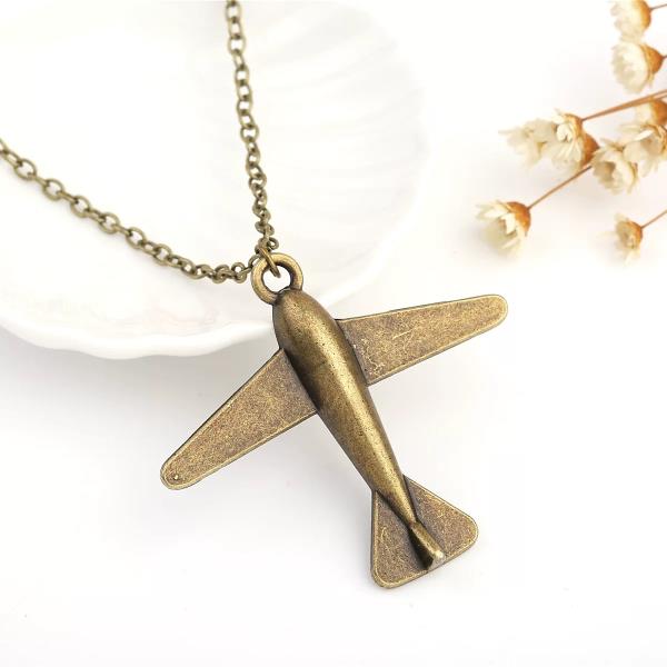 Retro Airplane Long Pendant Necklace