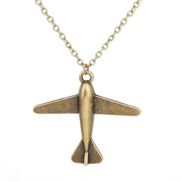 Retro Airplane Long Pendant Necklace