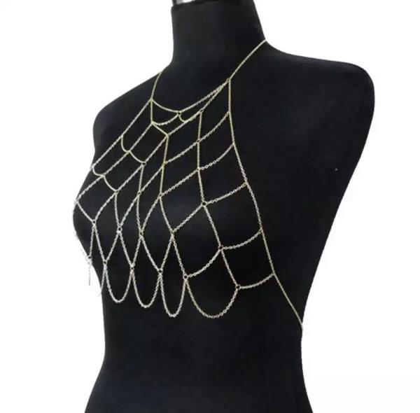 Bikini Gold Net Chest Body Chain