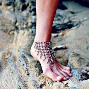 Bohemian Silver Sea Shell Anklet