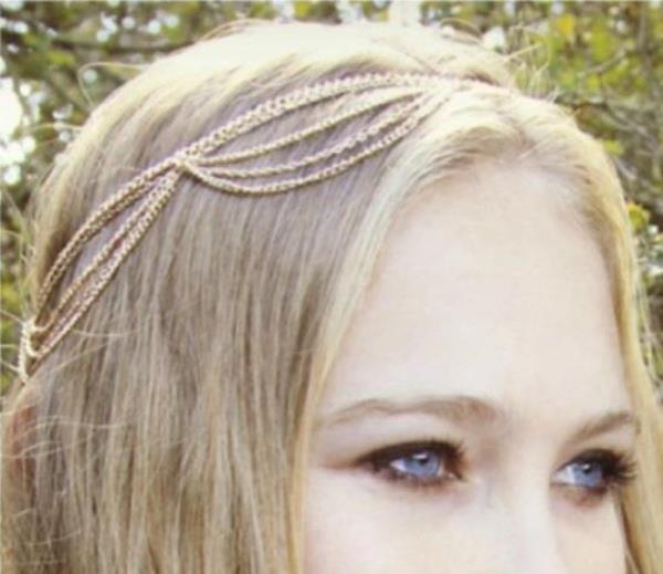 Gold Multi Tassel Hair Chains Headband