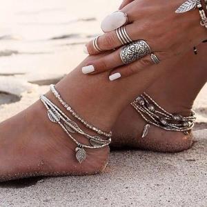 1 Pc Bohemian Silver Bell Tassel Anklet