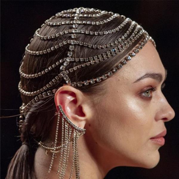 Rhinestone Tassel Hair Chains Headband