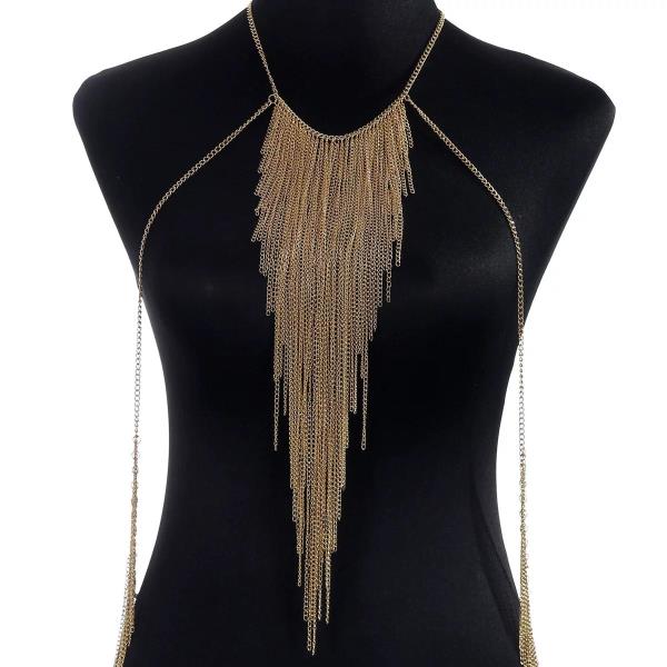 Gold Multi Chest Tassel Body Chain