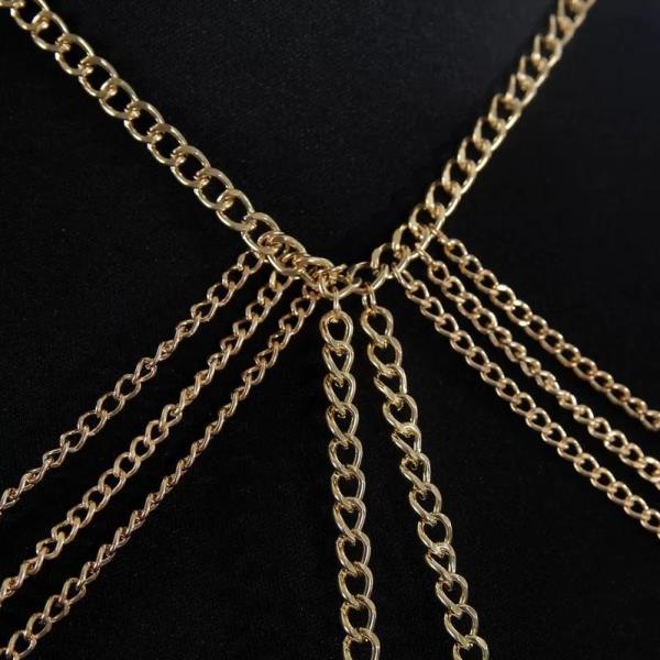 Gold Multi Chest Tassel Body Chain