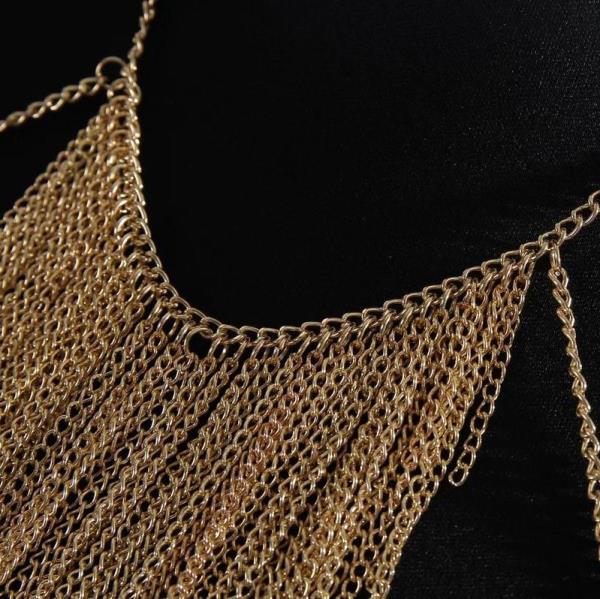 Gold Multi Chest Tassel Body Chain