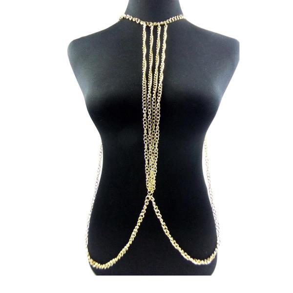 Gold Knit Chest Body Chain