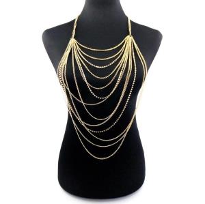 Silver Multi Tassel Necklace Chest Body Chain