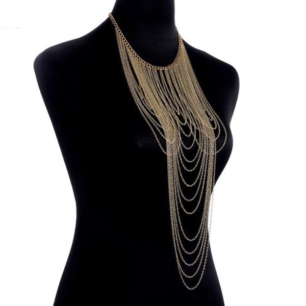 Gold Multi Layer Chest Body Chain