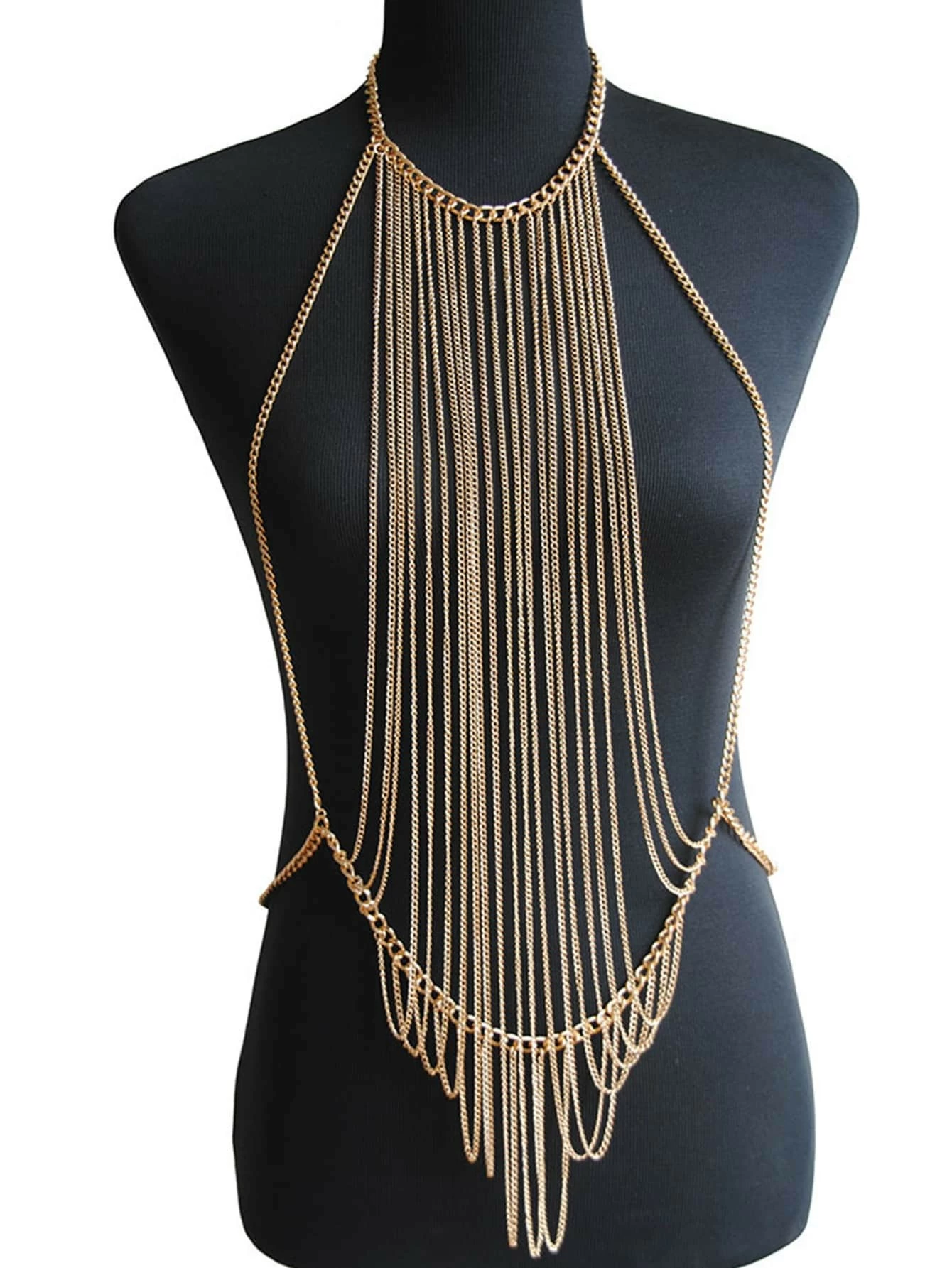 Gold Tassel Bikini Bra Body Chain