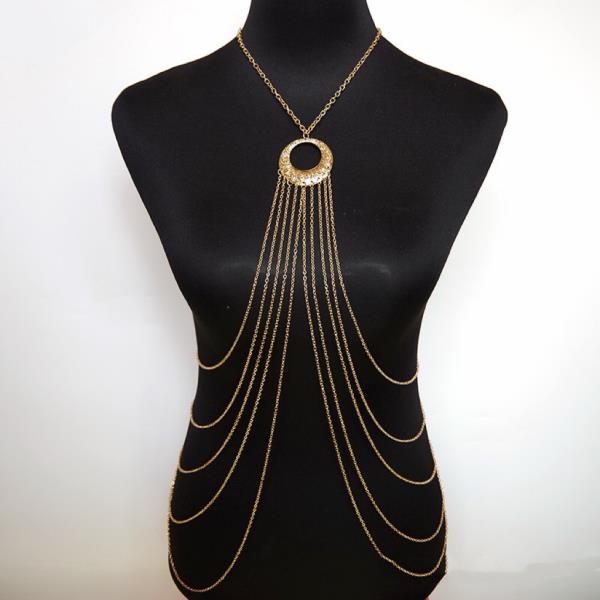 Gold Circle Bikini Chest Body Chain