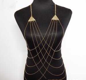 Long Back Waterdrop Crystal Necklace Body Chain