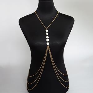 Silver Rhinestone Crown Chest Body Chain