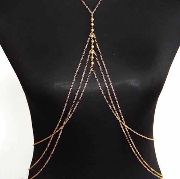 Gold Copper Beads Chest Body Chain