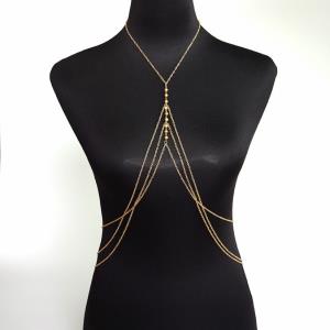 Rectangle Pedant Tassel Necklace Chest Body Chain