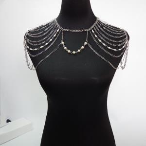 Silver Crystal Flower Chest Bra Body Chain