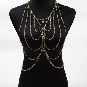 Gold Copper Beads Chest Body Chain