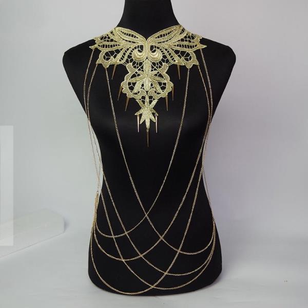 Gold Lace Flower Chest Body Chain