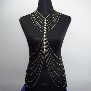 Multi Long Tassel Necklace Chest Body Chain