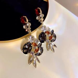 Luxury Fur Ball Crystal Long Pendant Earrings