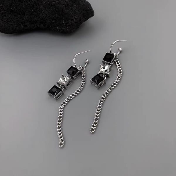 Cool Shiny Metal Chain Long Drop Earrings