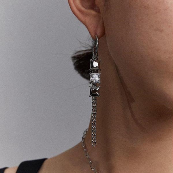 Cool Shiny Metal Chain Long Drop Earrings