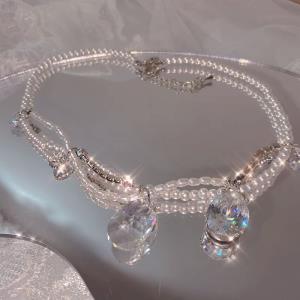 Dual Layer Crystal Waterdrop Choker