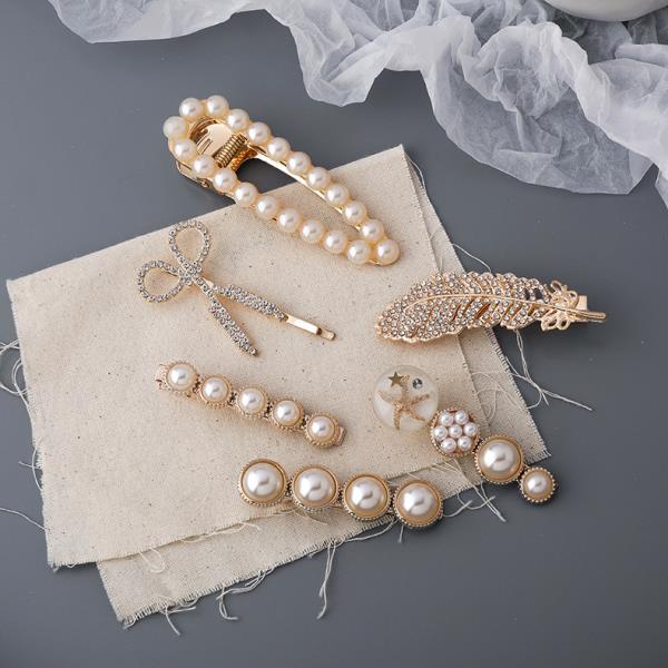 Gold White Pearl Hair Pins