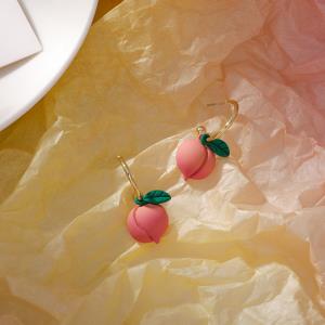 3D Pink Peach Long Drop Earrings