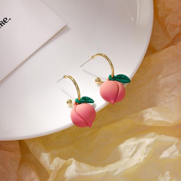 3D Pink Peach Long Drop Earrings