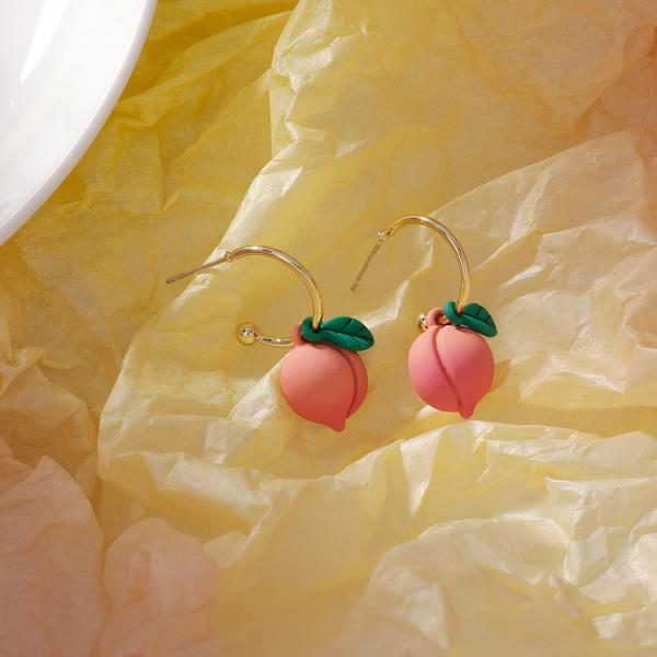 3D Pink Peach Long Drop Earrings