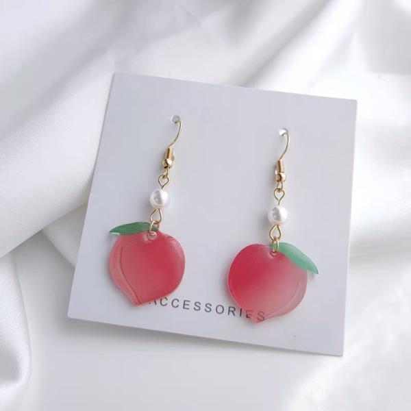 Sweet Acrylic Pink Peach Dangle Earrings