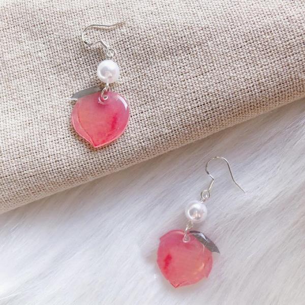 Sweet Acrylic Pink Peach Dangle Earrings