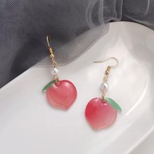 Sweet Acrylic Pink Peach Dangle Earrings