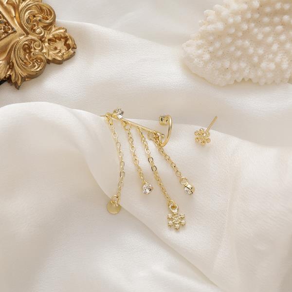 Gold Snowflake Tassel Earrings