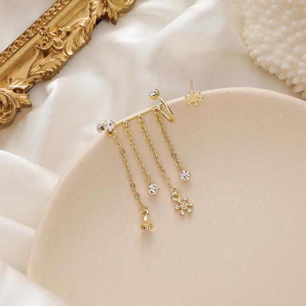 Gold Snowflake Tassel Earrings