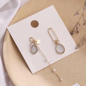 Acrylic Rhinestone Pearl Tassel Pendant Earrings