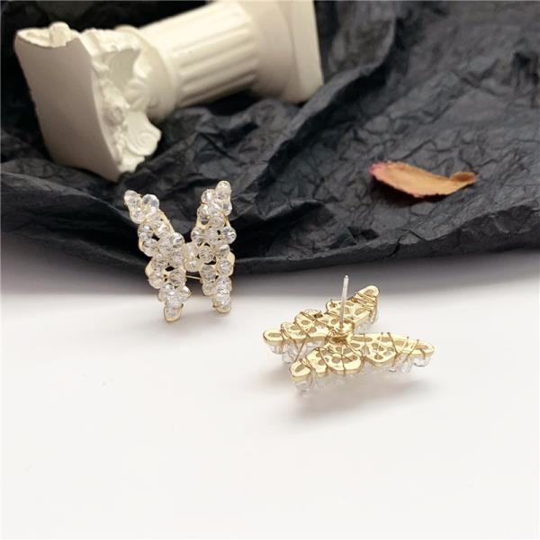 Shiny 3D Rhinestone Knit Butterfly Studs