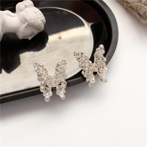 Shiny 3D Rhinestone Knit Butterfly Studs