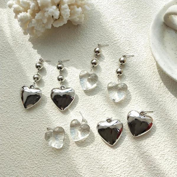 Cool Love Heart Dangle Pendant Earrings