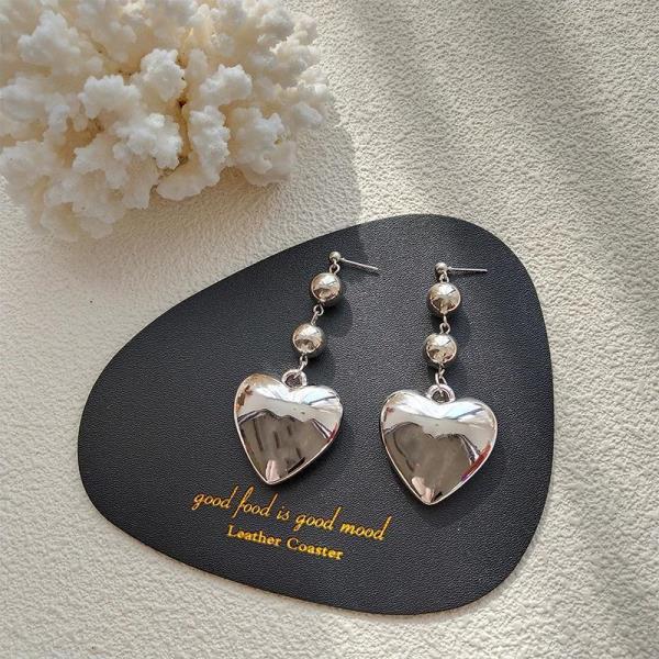 Cool Love Heart Dangle Pendant Earrings