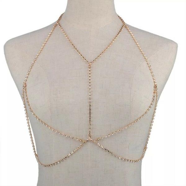 Shiny Rhinestone Bikini Chest Body Chain