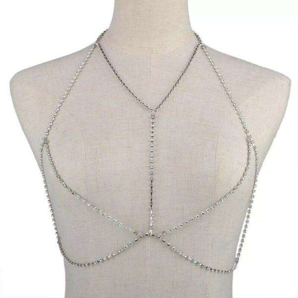 Shiny Rhinestone Bikini Chest Body Chain